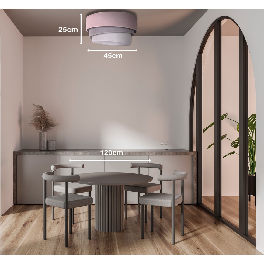 Duolla - Plafon TRIO 1xE27/15W/230V śr. 45 cm różowy/szary/biały