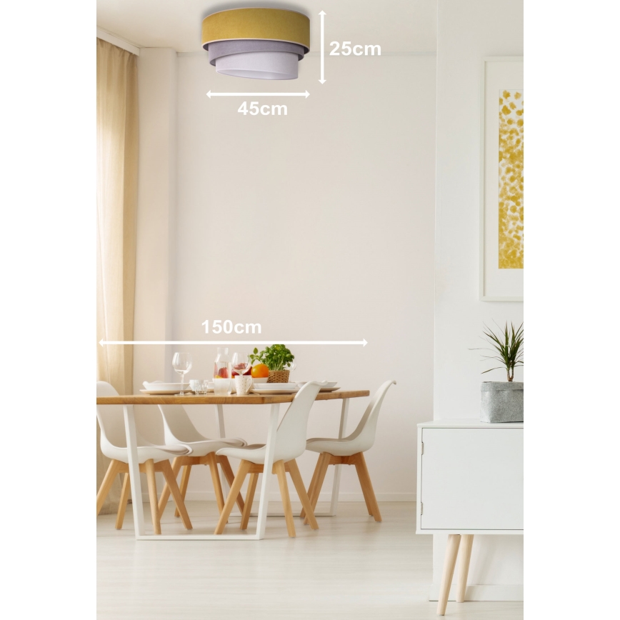 Duolla - Plafon TRIO 1xE27/15W/230V śr. 45 cm żółty/szary/biały