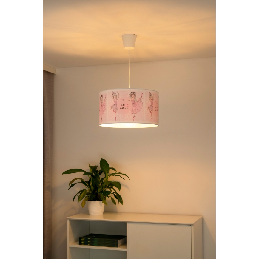 Duolla - Żyrandol dziecięcy na lince PRINT M 1xE27/40W/230V śr. 35 cm baleriny
