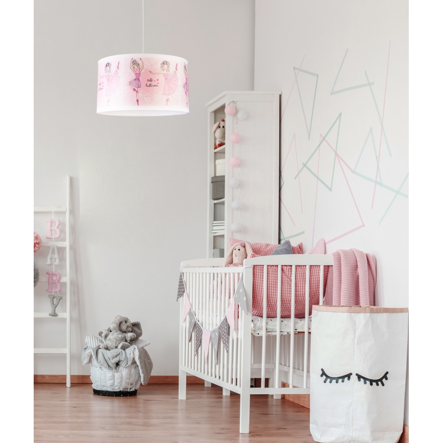 Duolla - Żyrandol dziecięcy na lince PRINT M 1xE27/40W/230V śr. 35 cm baleriny