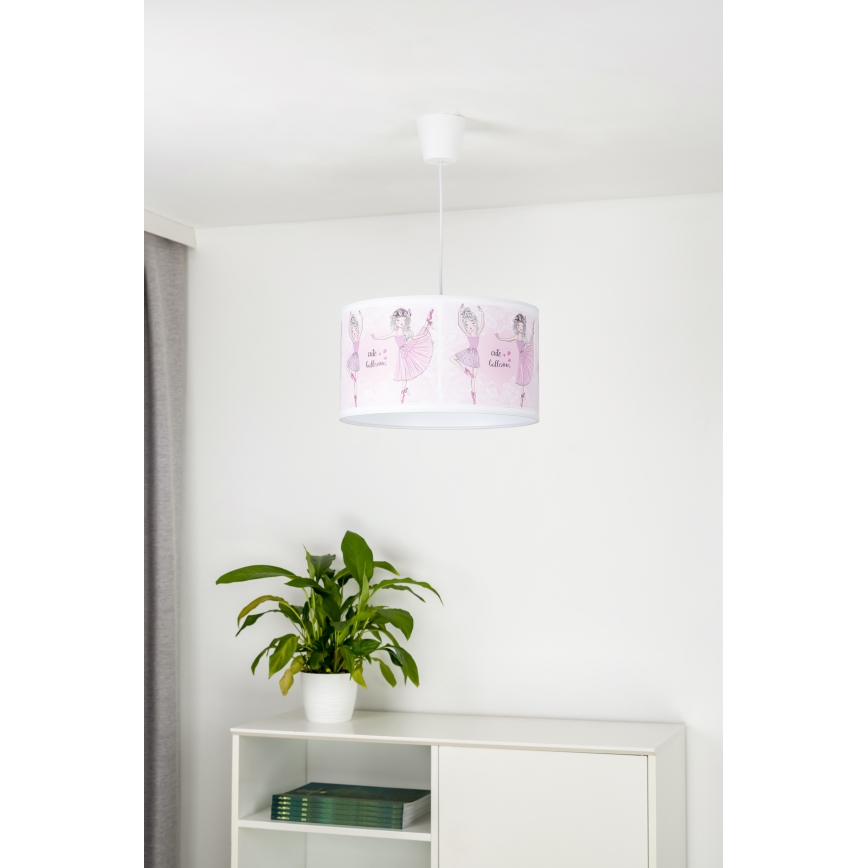 Duolla - Żyrandol dziecięcy na lince PRINT M 1xE27/40W/230V śr. 35 cm baleriny