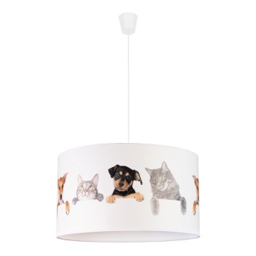 Duolla - Żyrandol dziecięcy na lince PRINT M 1xE27/40W/230V śr. 35 cm zwierzęta