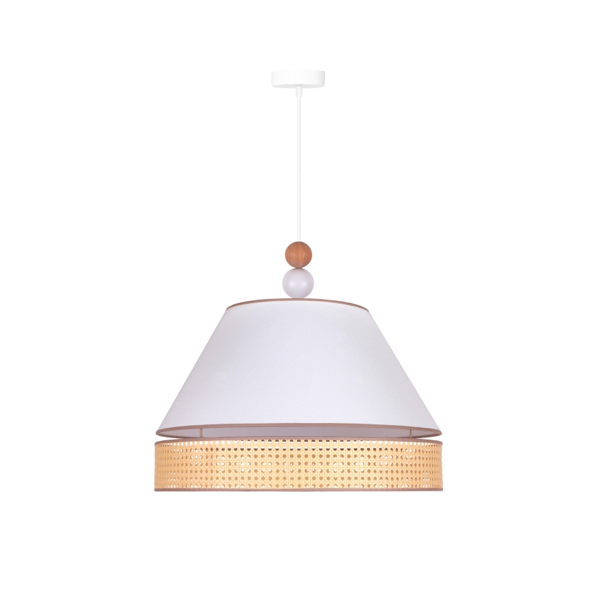 Duolla - Żyrandol na lince AVIGNON 1xE27/15W/230V śr. 50 cm biały/rattan