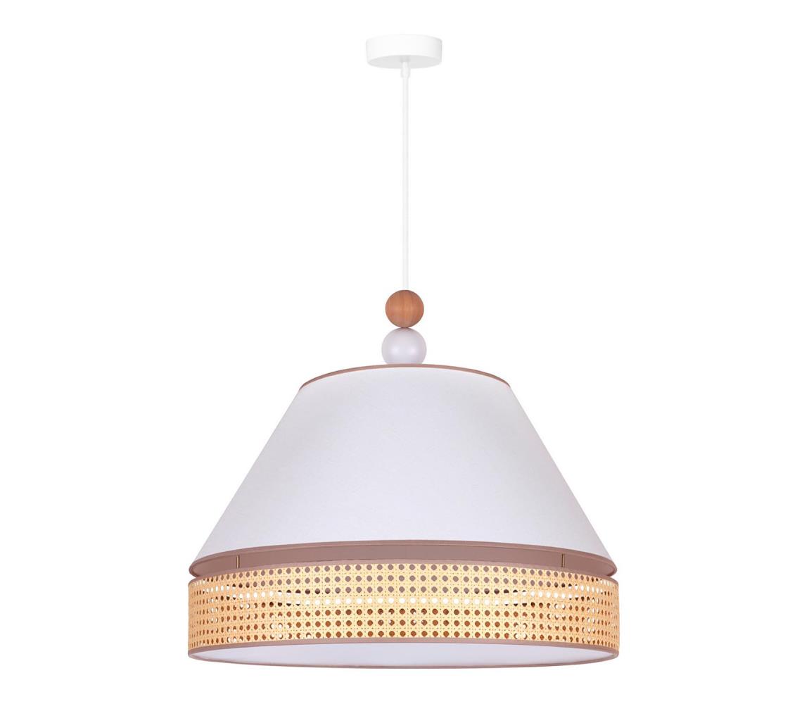 - Żyrandol na lince AVIGNON 1xE27/15W/230V śr. 50 cm biały/rattan