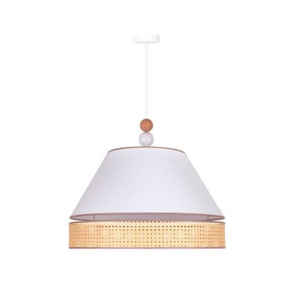 Duolla - Żyrandol na lince AVIGNON 1xE27/15W/230V śr. 60 cm biały/rattan
