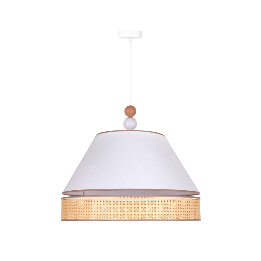 Duolla - Żyrandol na lince AVIGNON 1xE27/15W/230V śr. 60 cm biały/rattan
