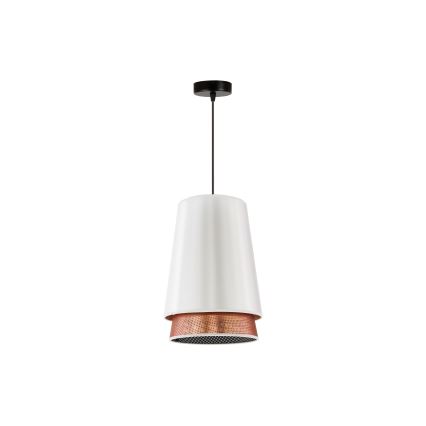 Duolla - Żyrandol na lince BELL SHINY 1xE27/15W/230V śr. 25 cm biały/miedziany