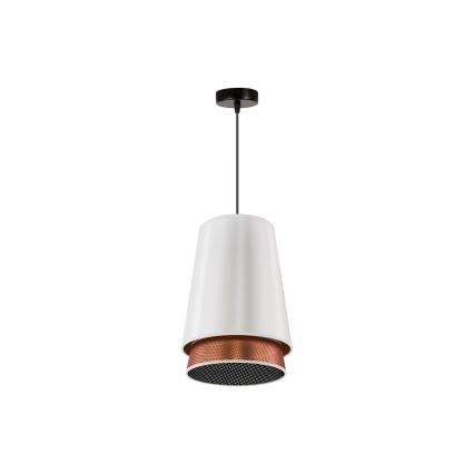 Duolla - Żyrandol na lince BELL SHINY 1xE27/15W/230V śr. 25 cm biały/miedziany