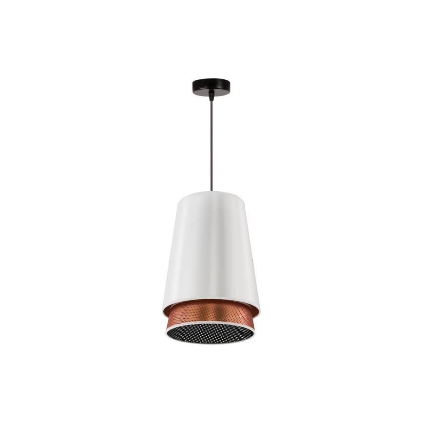 Duolla - Żyrandol na lince BELL SHINY 1xE27/15W/230V śr. 25 cm biały/miedziany