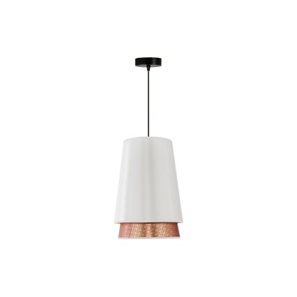 Duolla - Żyrandol na lince BELL SHINY 1xE27/15W/230V śr. 25 cm biały/miedziany