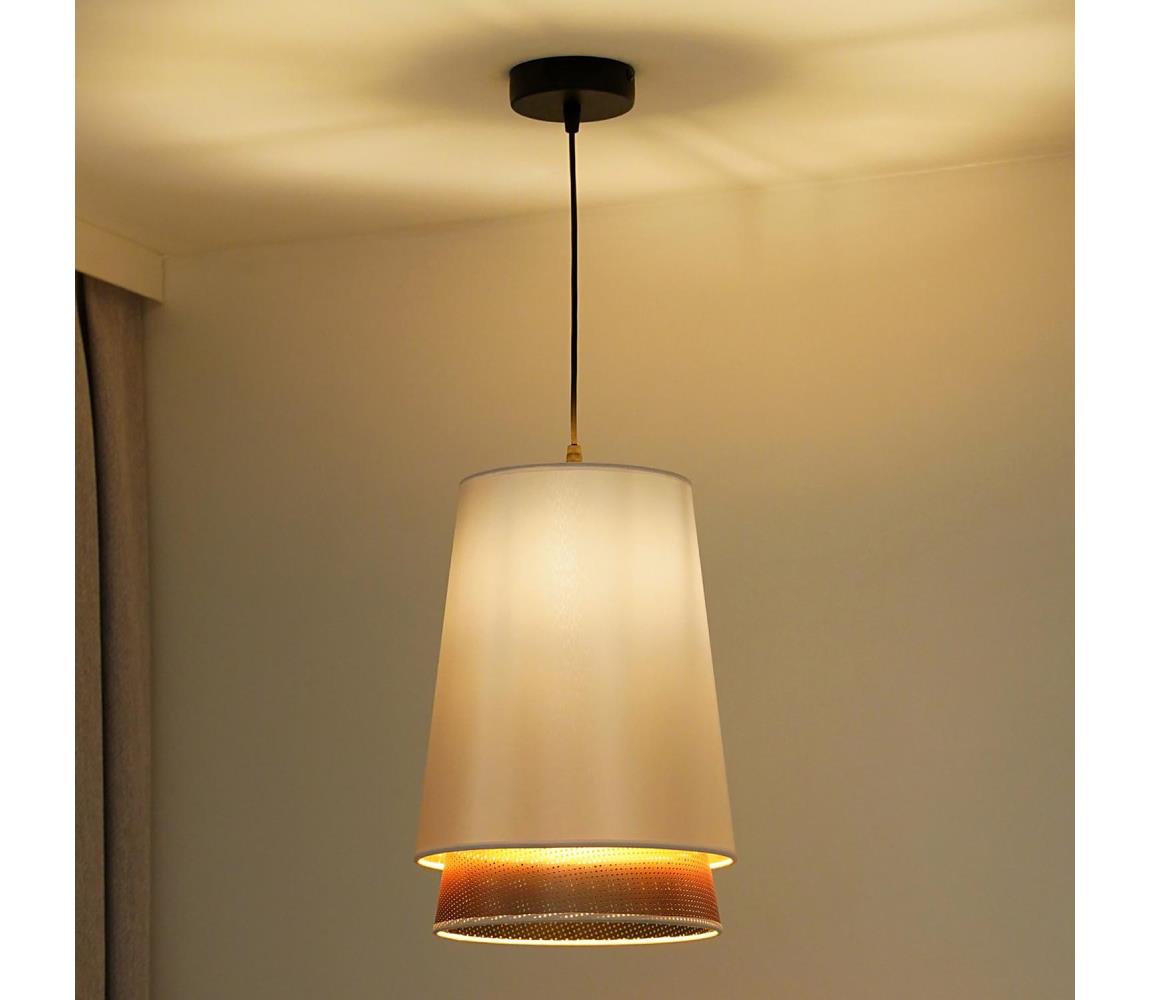 - Żyrandol na lince BELL SHINY 1xE27/15W/230V śr. 25 cm biały/miedziany