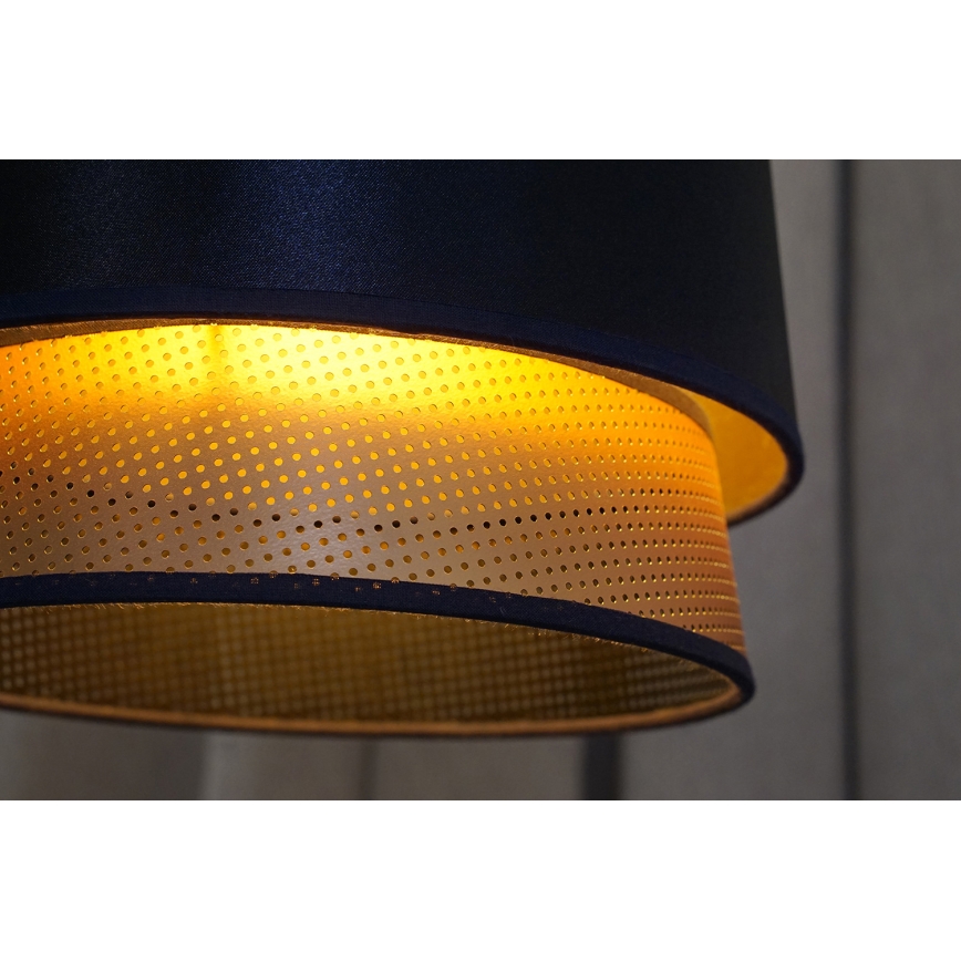 Duolla - Żyrandol na lince BELL SHINY 1xE27/15W/230V śr. 25 cm niebieski/miedziany