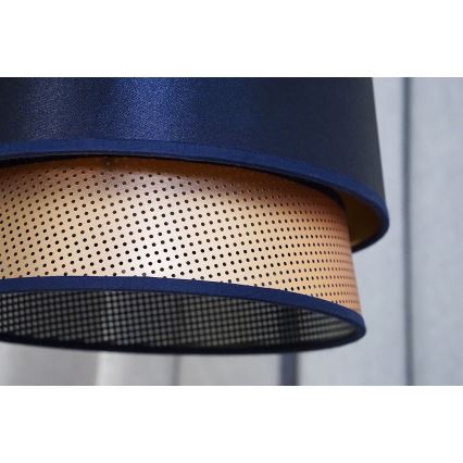 Duolla - Żyrandol na lince BELL SHINY 1xE27/15W/230V śr. 25 cm niebieski/miedziany