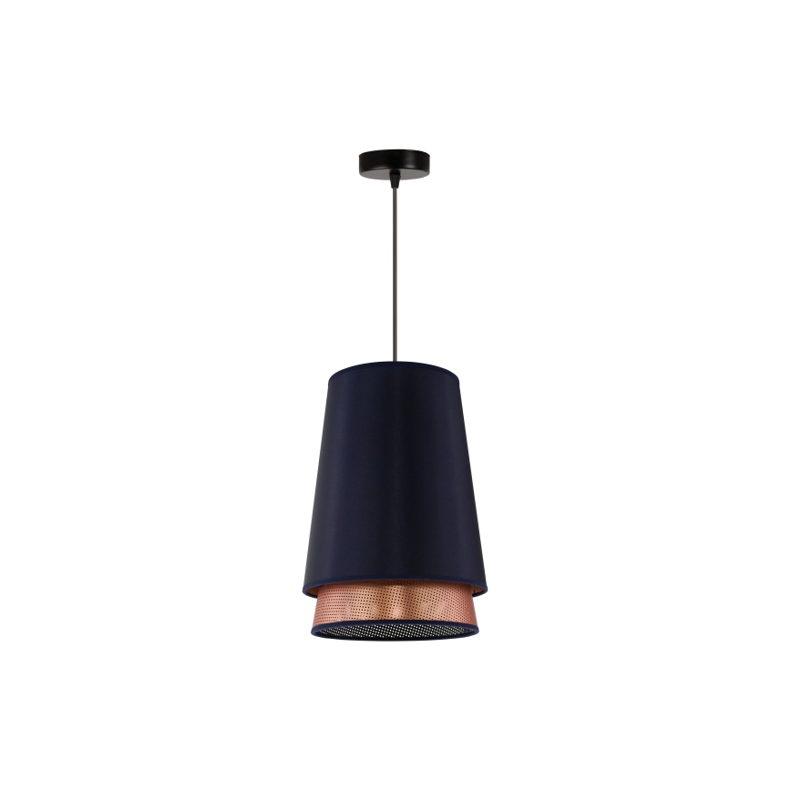 Duolla - Żyrandol na lince BELL SHINY 1xE27/15W/230V śr. 25 cm niebieski/miedziany