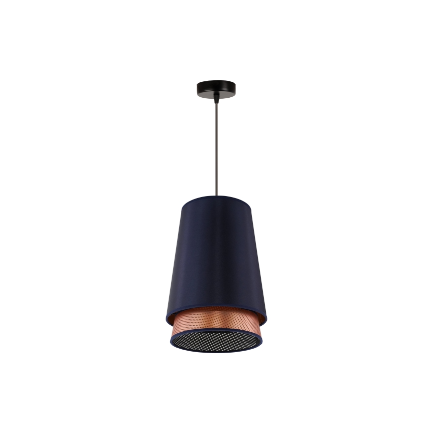Duolla - Żyrandol na lince BELL SHINY 1xE27/15W/230V śr. 25 cm niebieski/miedziany