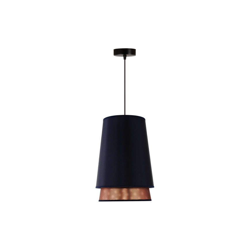 Duolla - Żyrandol na lince BELL SHINY 1xE27/15W/230V śr. 25 cm niebieski/miedziany