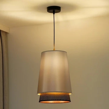 Duolla - Żyrandol na lince BELL SHINY 1xE27/15W/230V śr. 25 cm srebrny/czarny