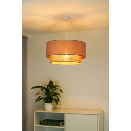 Duolla - Żyrandol na lince BOHO 1xE27/15W/230V śr. 45 cm beżowy/brązowy