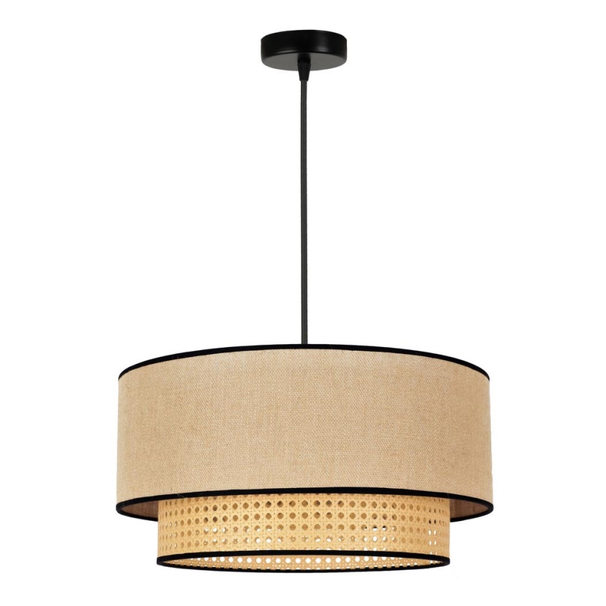 Duolla - Żyrandol na lince BOHO 1xE27/15W/230V śr. 45 cm beżowy/rattan