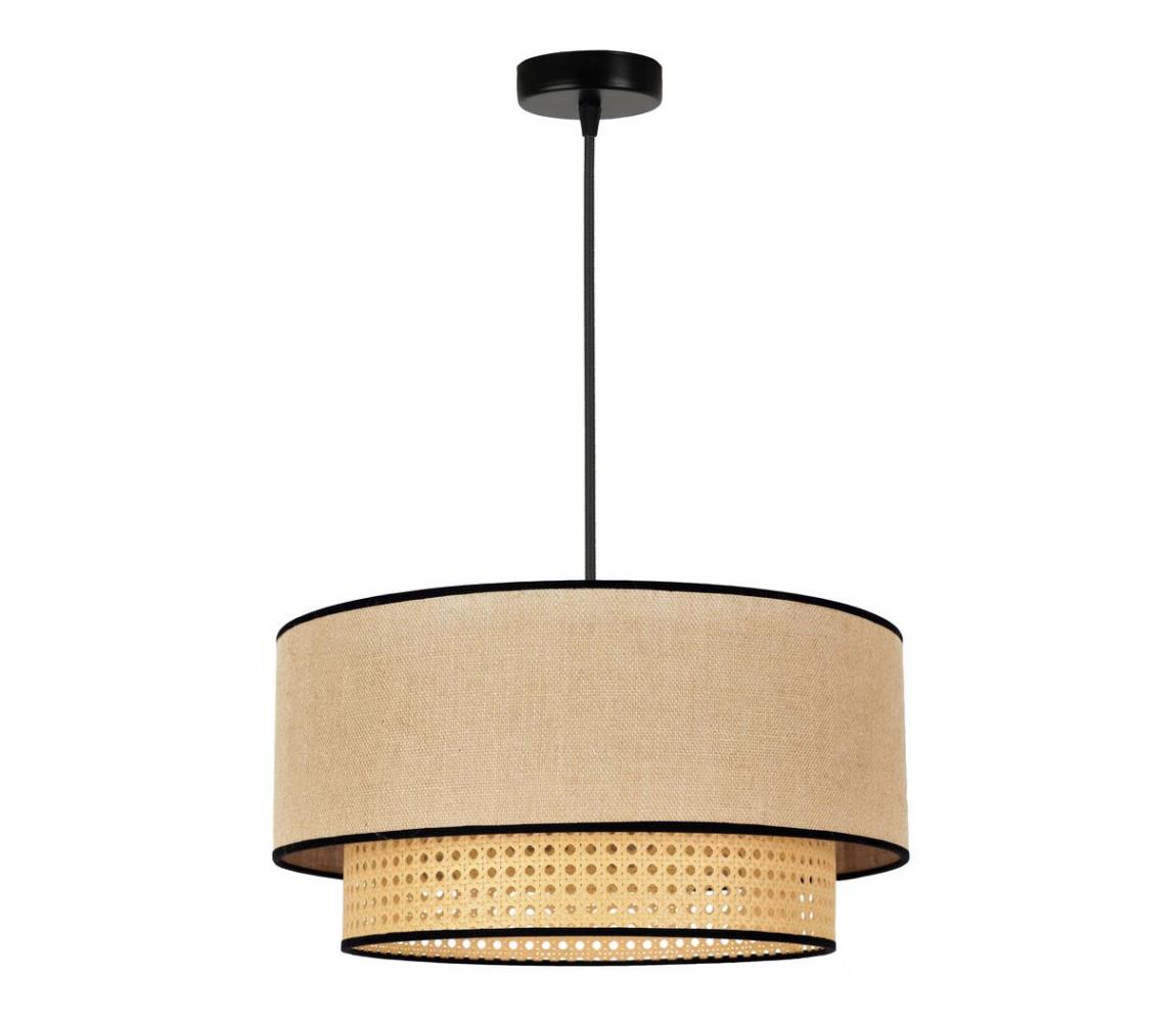 - Żyrandol na lince BOHO 1xE27/15W/230V śr. 45 cm beżowy/rattan