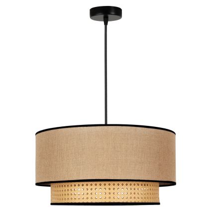 Duolla - Żyrandol na lince BOHO 1xE27/15W/230V śr. 45 cm beżowy/rattan