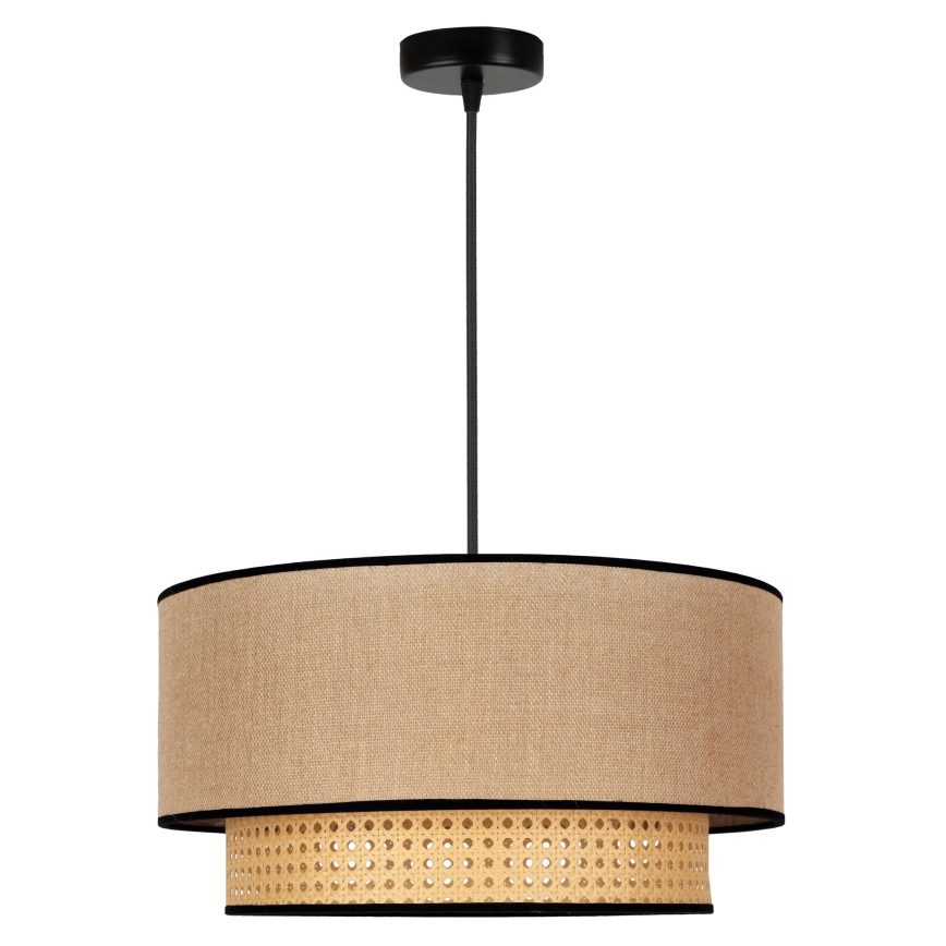 Duolla - Żyrandol na lince BOHO 1xE27/15W/230V śr. 45 cm beżowy/rattan