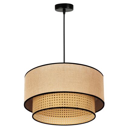Duolla - Żyrandol na lince BOHO 1xE27/15W/230V śr. 45 cm beżowy/rattan