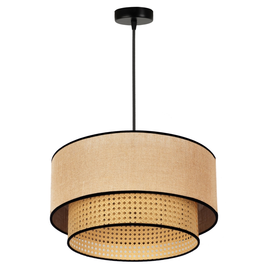 Duolla - Żyrandol na lince BOHO 1xE27/15W/230V śr. 45 cm beżowy/rattan