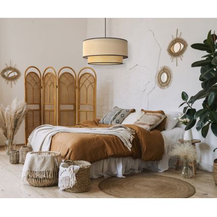 Duolla - Żyrandol na lince BOHO 1xE27/15W/230V śr. 45 cm beżowy/rattan