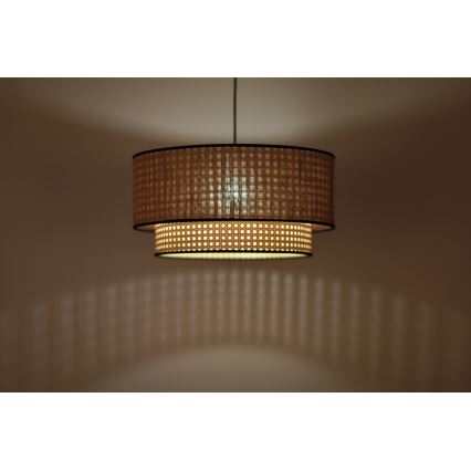 Duolla - Żyrandol na lince BOHO 1xE27/15W/230V śr. 45 cm beżowy/rattan