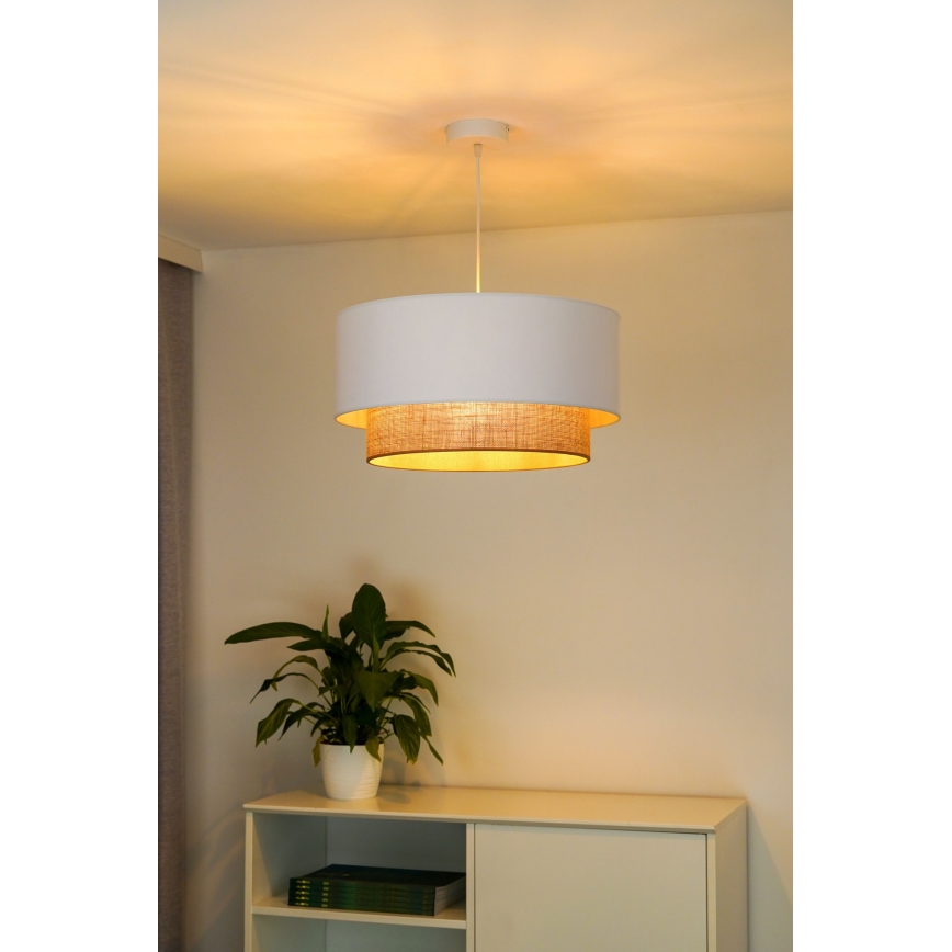 Duolla - Żyrandol na lince BOHO 1xE27/15W/230V śr. 45 cm biały/brązowy