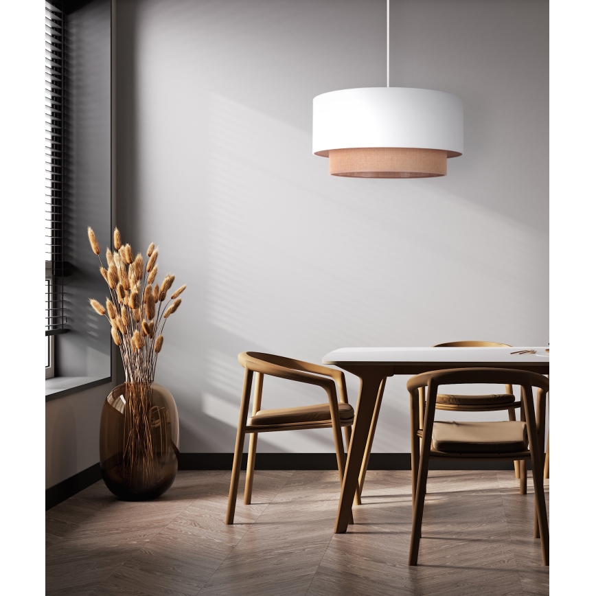 Duolla - Żyrandol na lince BOHO 1xE27/15W/230V śr. 45 cm biały/brązowy