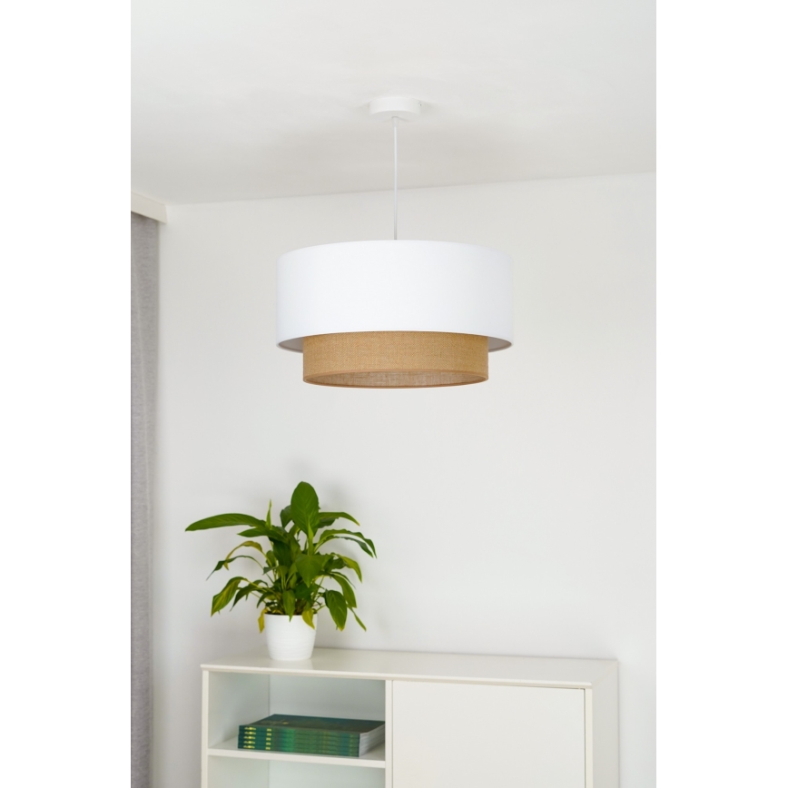 Duolla - Żyrandol na lince BOHO 1xE27/15W/230V śr. 45 cm biały/brązowy