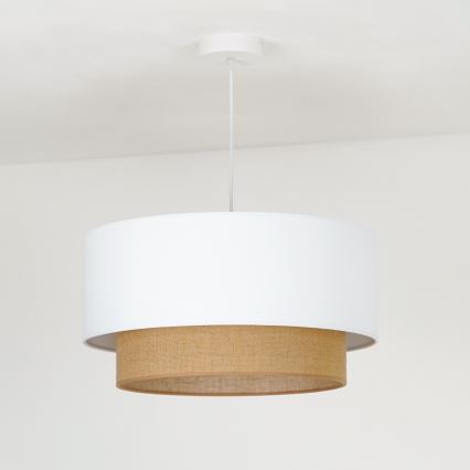 Duolla - Żyrandol na lince BOHO 1xE27/15W/230V śr. 45 cm biały/brązowy