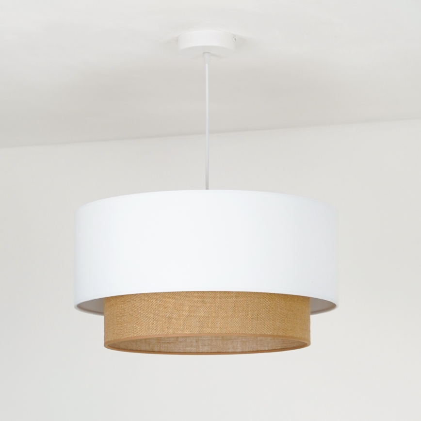 Duolla - Żyrandol na lince BOHO 1xE27/15W/230V śr. 45 cm biały/brązowy