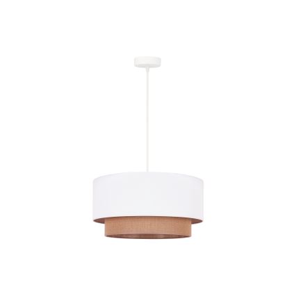 Duolla - Żyrandol na lince BOHO 1xE27/15W/230V śr. 45 cm biały/brązowy