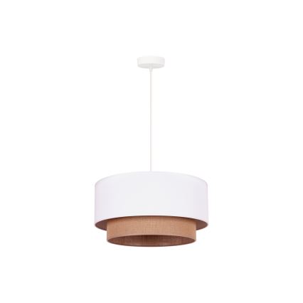 Duolla - Żyrandol na lince BOHO 1xE27/15W/230V śr. 45 cm biały/brązowy
