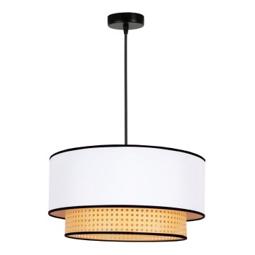 Duolla - Żyrandol na lince BOHO 1xE27/15W/230V śr. 45 cm biały/rattan