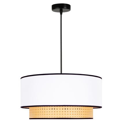 Duolla - Żyrandol na lince BOHO 1xE27/15W/230V śr. 45 cm biały/rattan