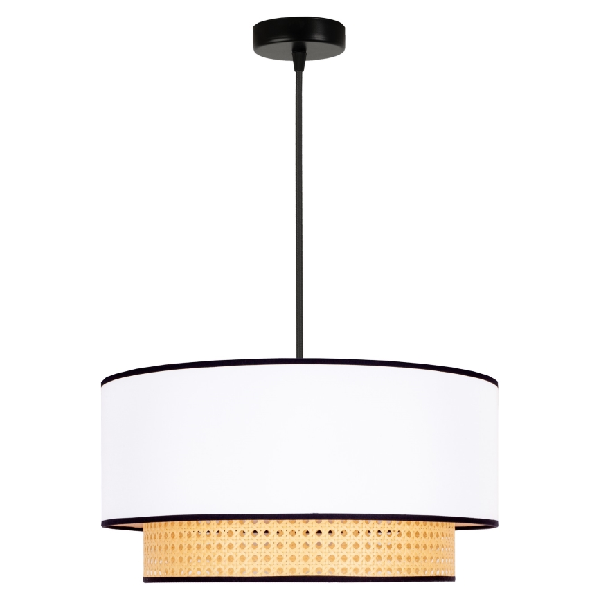 Duolla - Żyrandol na lince BOHO 1xE27/15W/230V śr. 45 cm biały/rattan