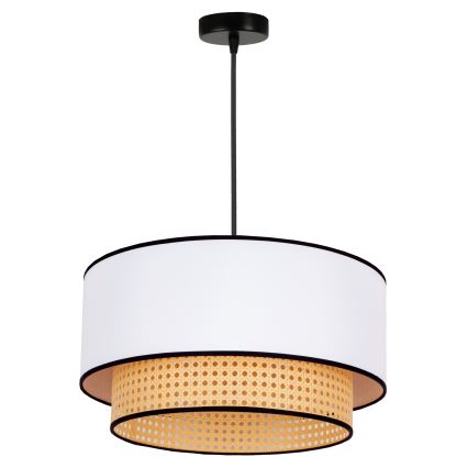 Duolla - Żyrandol na lince BOHO 1xE27/15W/230V śr. 45 cm biały/rattan