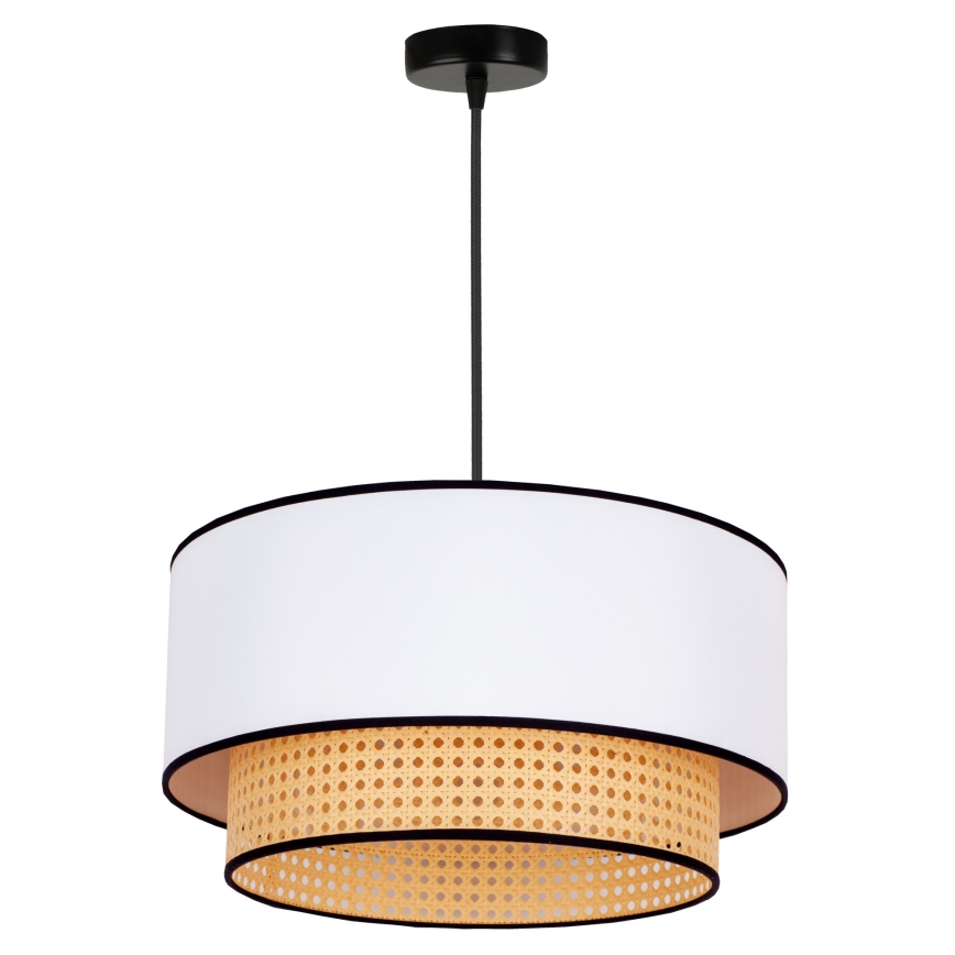 Duolla - Żyrandol na lince BOHO 1xE27/15W/230V śr. 45 cm biały/rattan