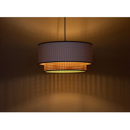 Duolla - Żyrandol na lince BOHO 1xE27/15W/230V śr. 45 cm biały/rattan