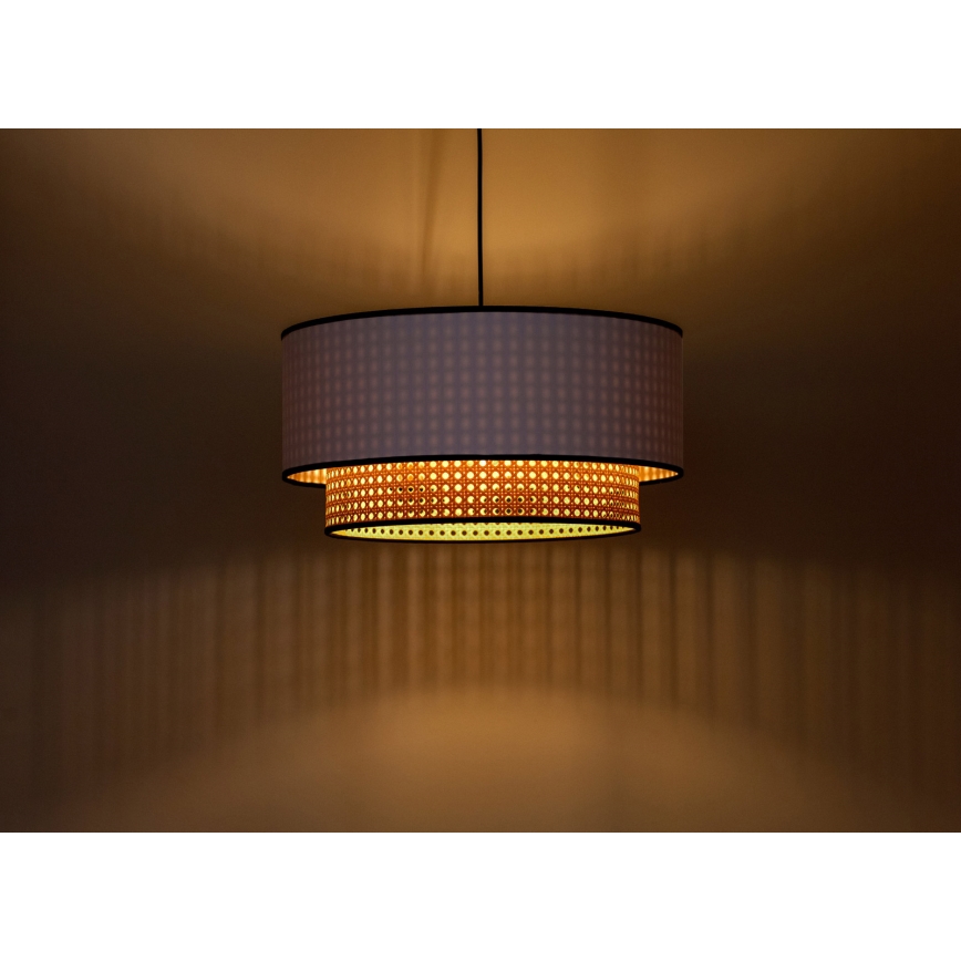 Duolla - Żyrandol na lince BOHO 1xE27/15W/230V śr. 45 cm biały/rattan