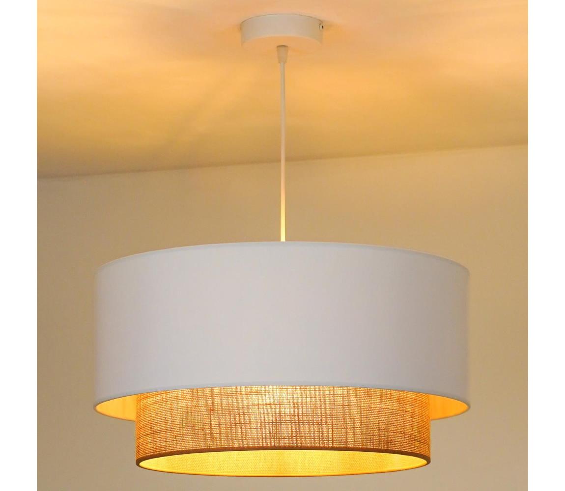 - Żyrandol na lince BOHO 1xE27/15W/230V śr. 45 cm biały/brązowy