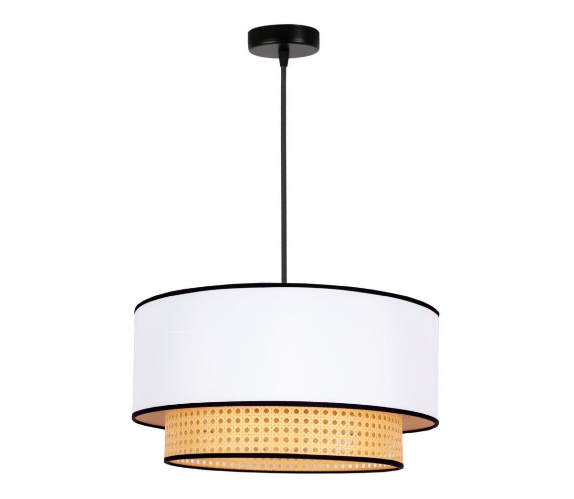 - Żyrandol na lince BOHO 1xE27/15W/230V śr. 45 cm biały/rattan