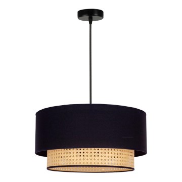 Duolla - Żyrandol na lince BOHO 1xE27/15W/230V śr. 45 cm czarny/rattan