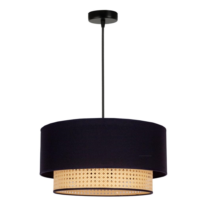 Duolla - Żyrandol na lince BOHO 1xE27/15W/230V śr. 45 cm czarny/rattan