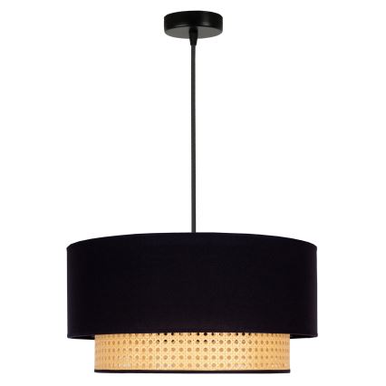 Duolla - Żyrandol na lince BOHO 1xE27/15W/230V śr. 45 cm czarny/rattan