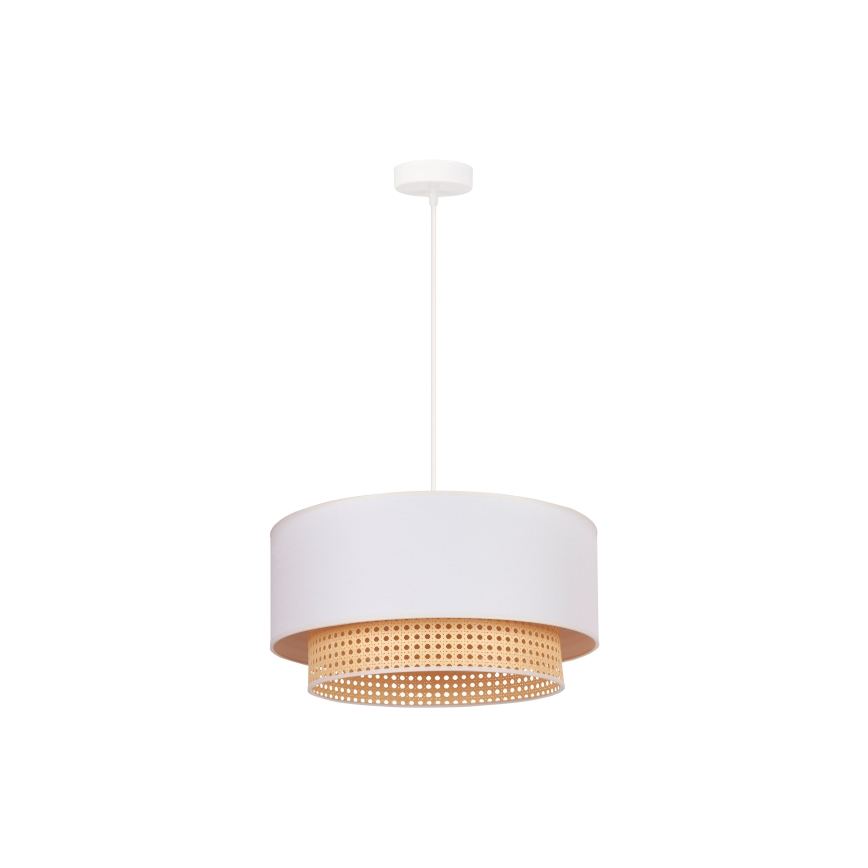 Duolla - Żyrandol na lince BOHO 1xE27/15W/230V śr. 45 cm kremowy/rattan